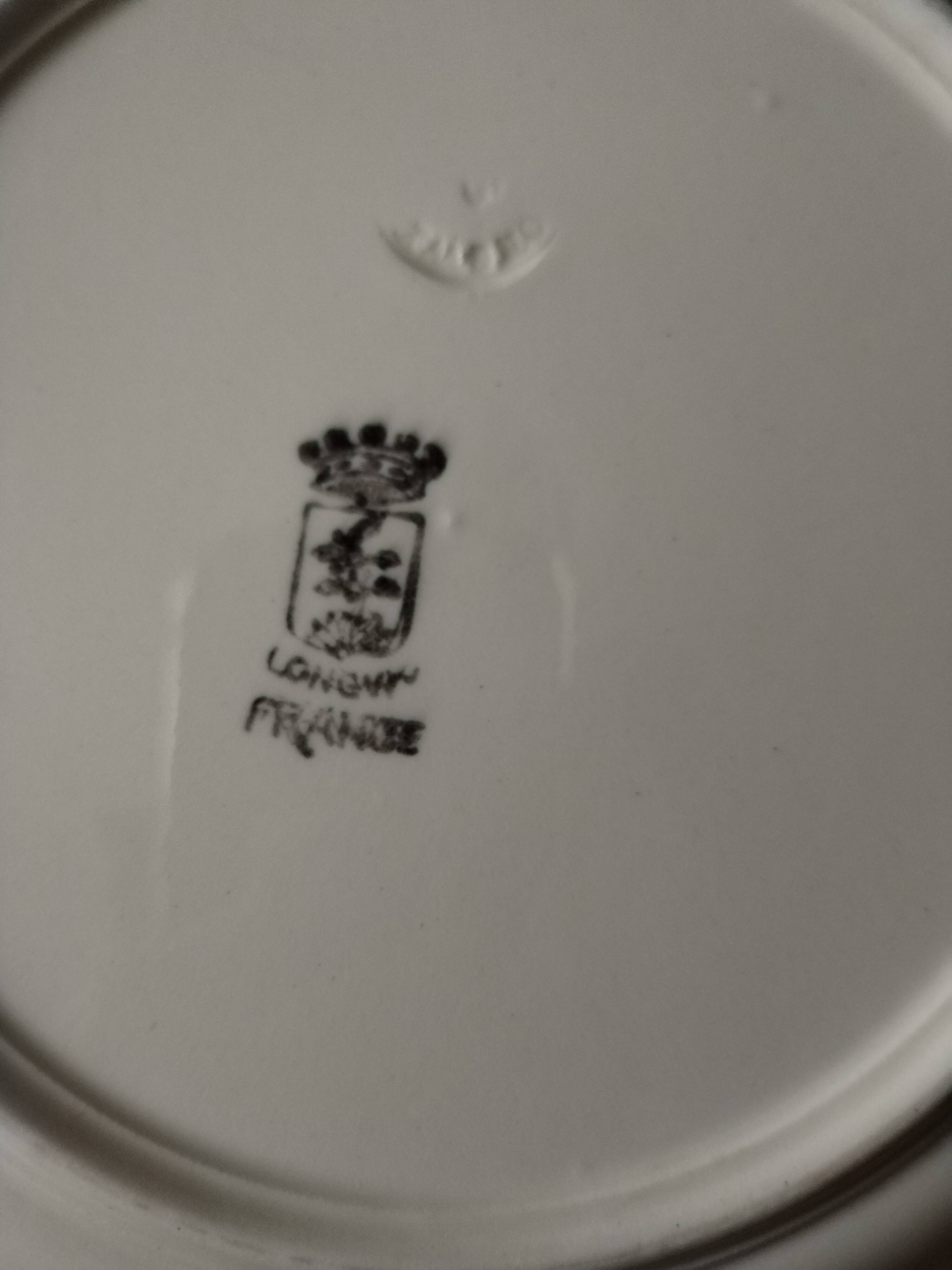 8 Longwy earthenware hotel plates 19th century initials RR