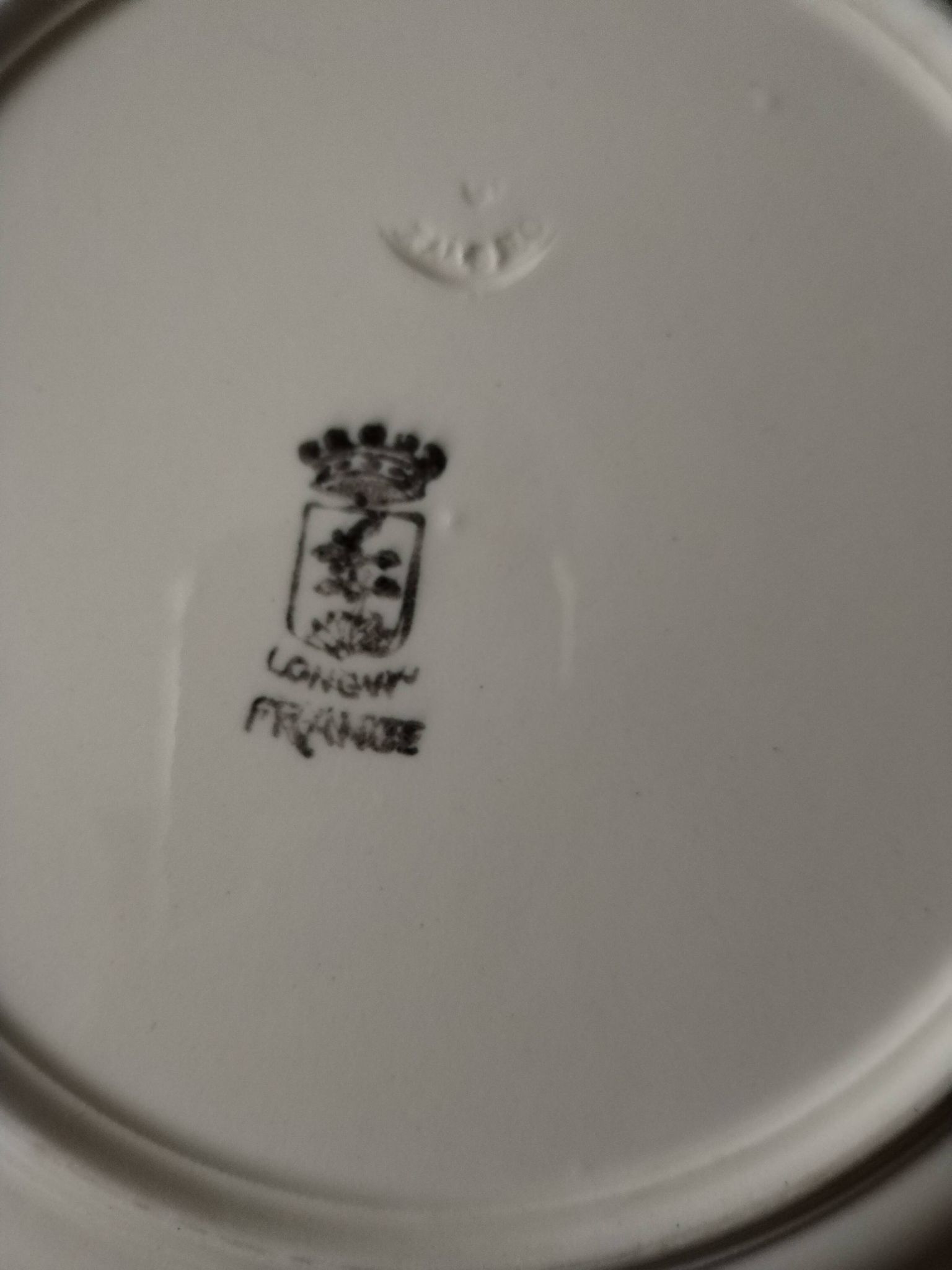 8 Longwy earthenware hotel plates 19th century initials RR