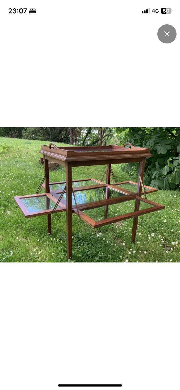 Glass tea table with its tray