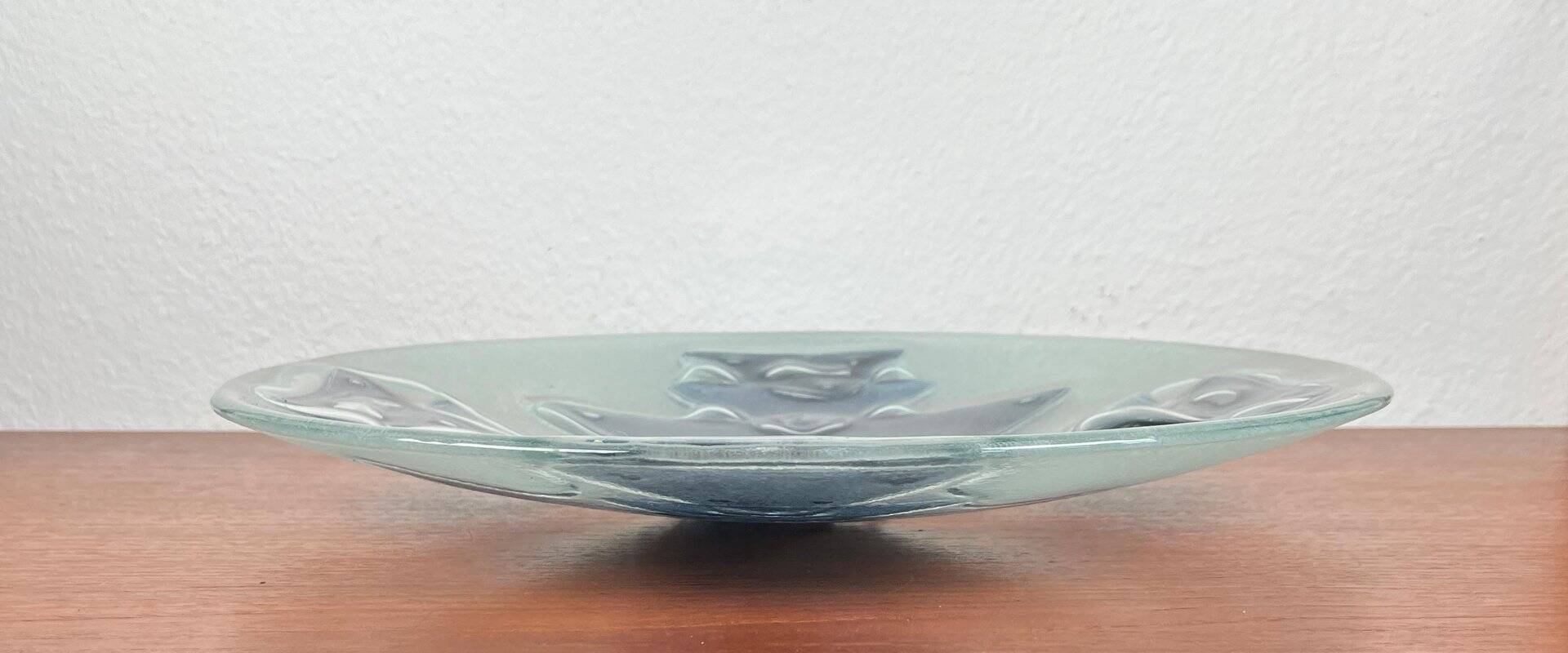 Large glass art bowl from mid-century Danish design, 1960s.