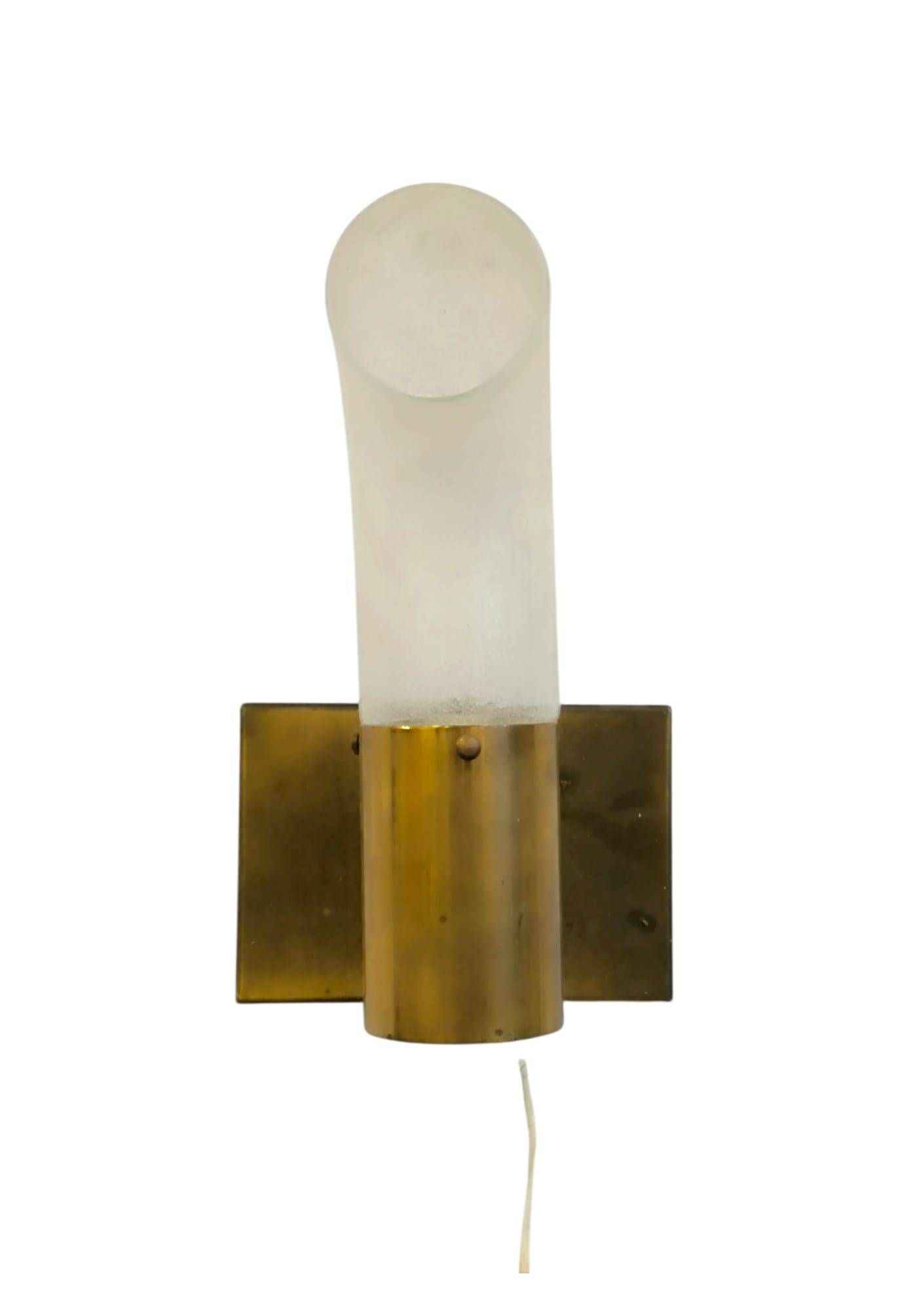 Brass and Pulegoso Glass Wall Lamp attributed to Aldo Nason for Mazzega 1960s