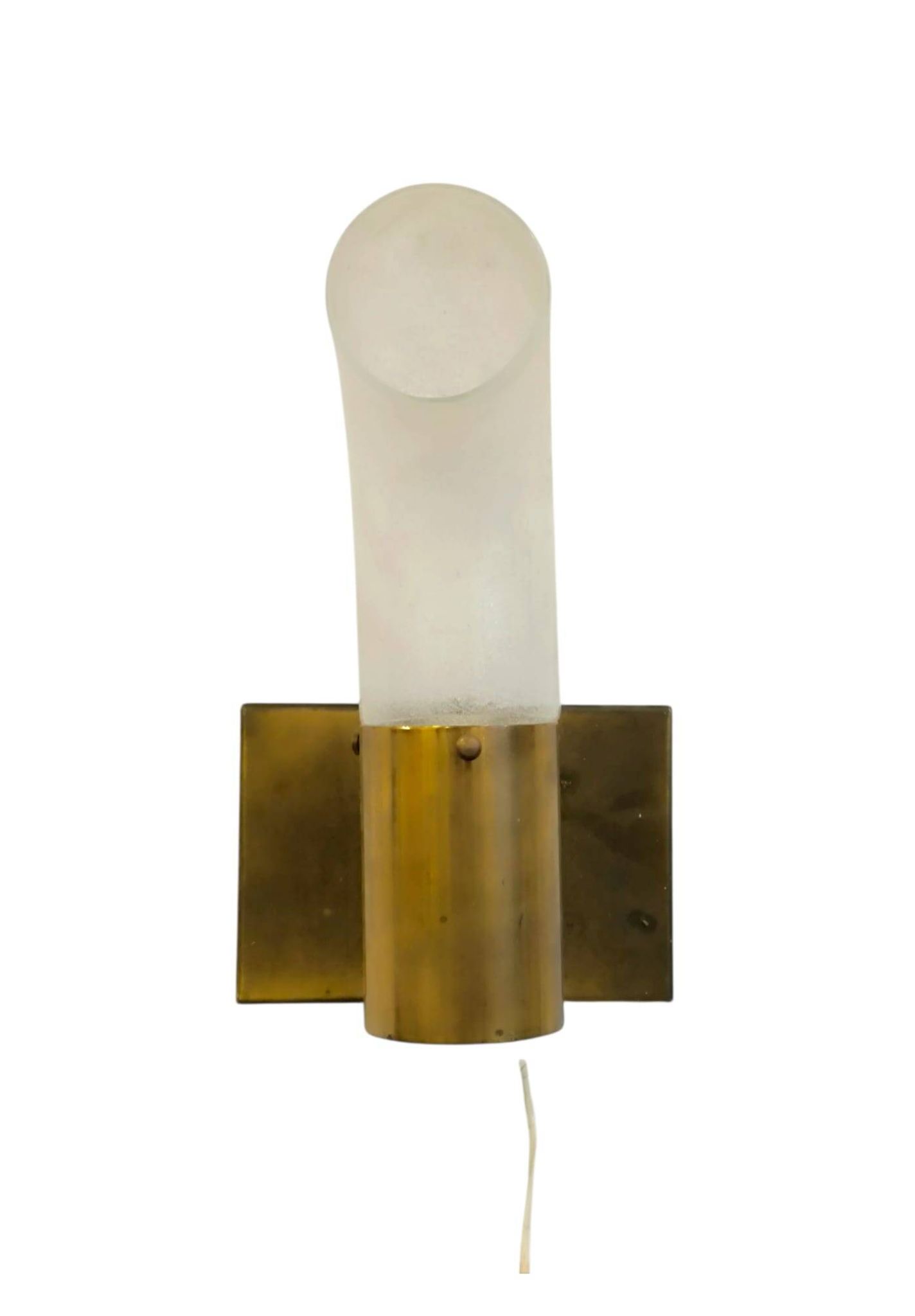 Brass and Pulegoso Glass Wall Lamp attributed to Aldo Nason for Mazzega 1960s