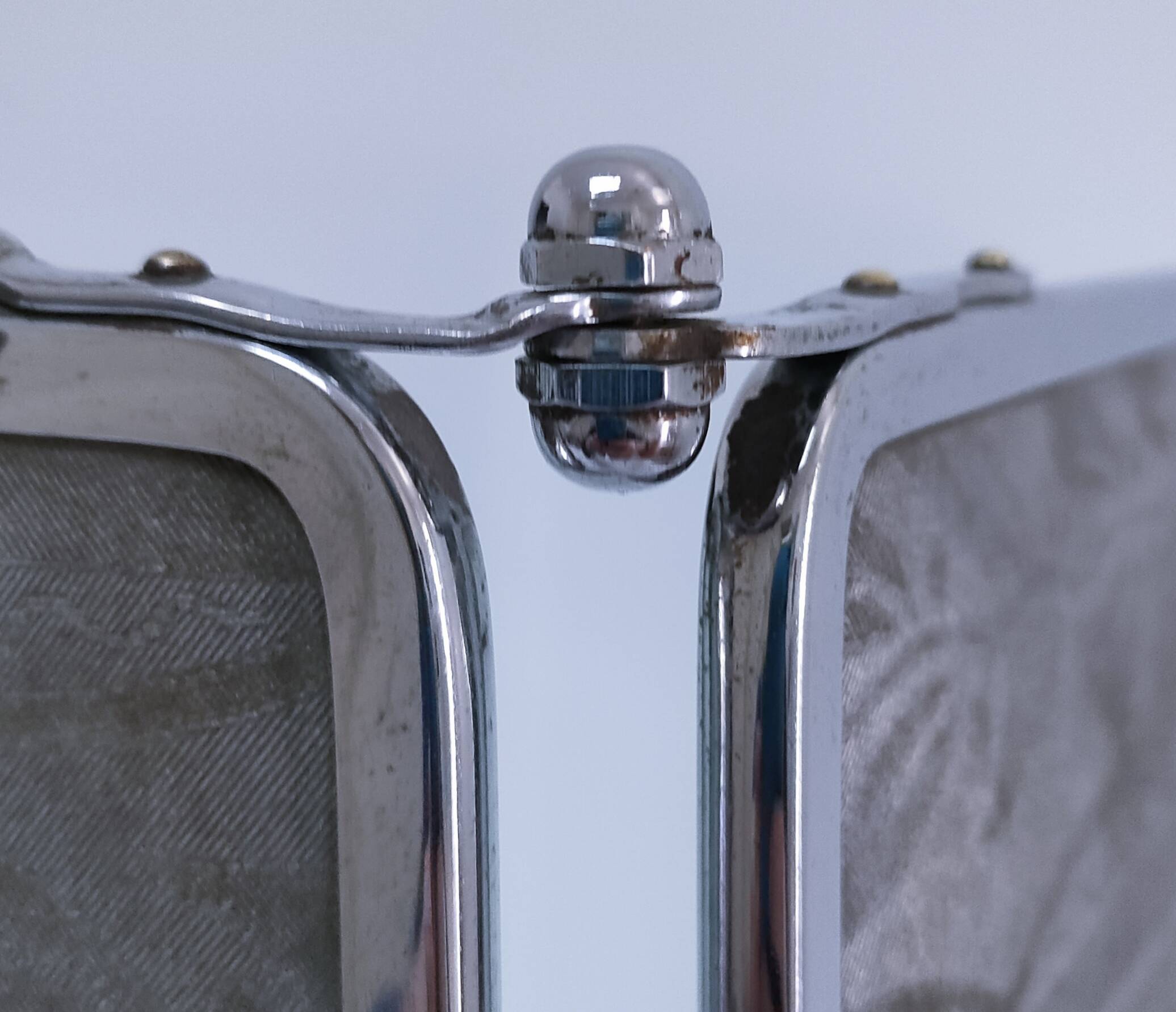 Chrome patina triptych mirror, early 20th century