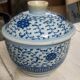 Antique blue and white porcelain pot from china, qing dynasty, 19th century