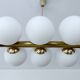 Vintage Glass Brass  Pendant Light, 1950s