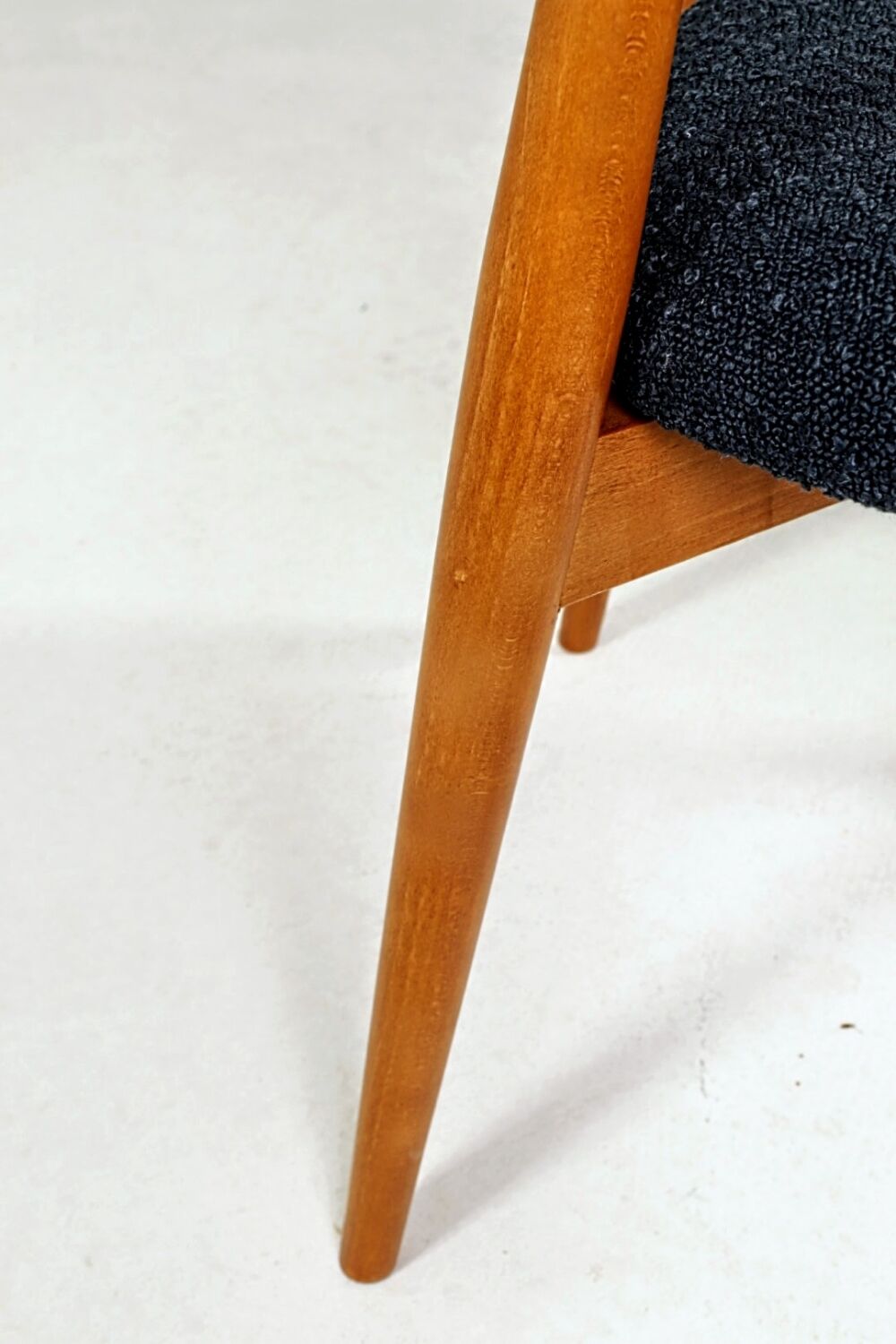 Vintage Scandinavian boucle navy blue chairs set of 4