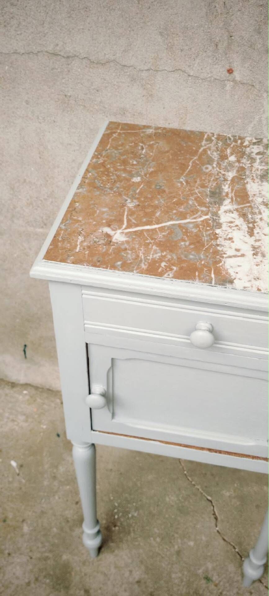 Antique bedside table with marble
