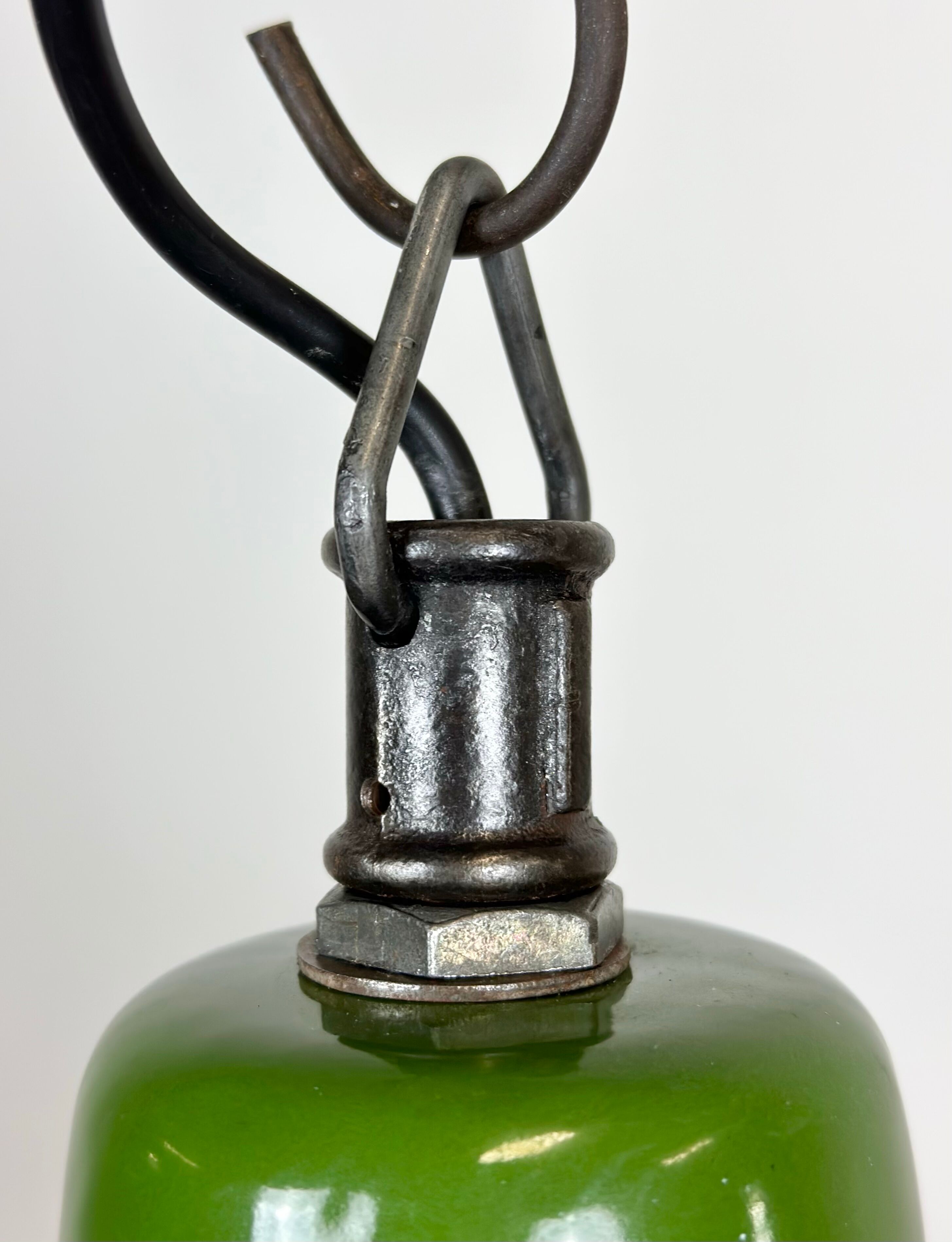 Industrial green enamel factory lamp from Zaos, 1960s