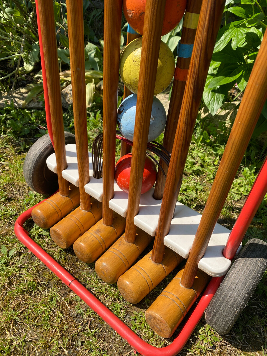 Vintage wooden croquet game