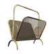Magazine rack in brass and black lacquered metal, Italy 1970s