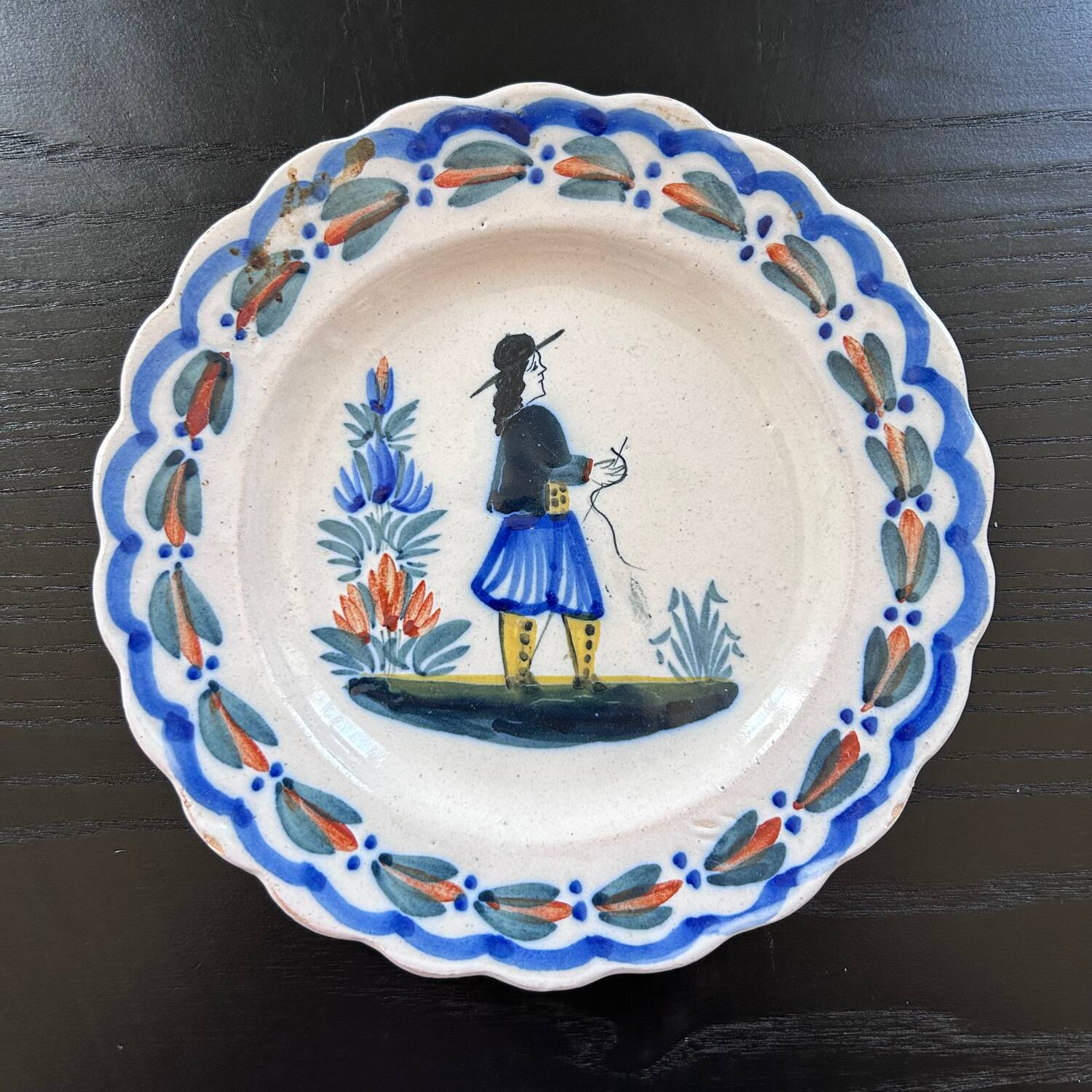 Antique plate signed HR Quimper