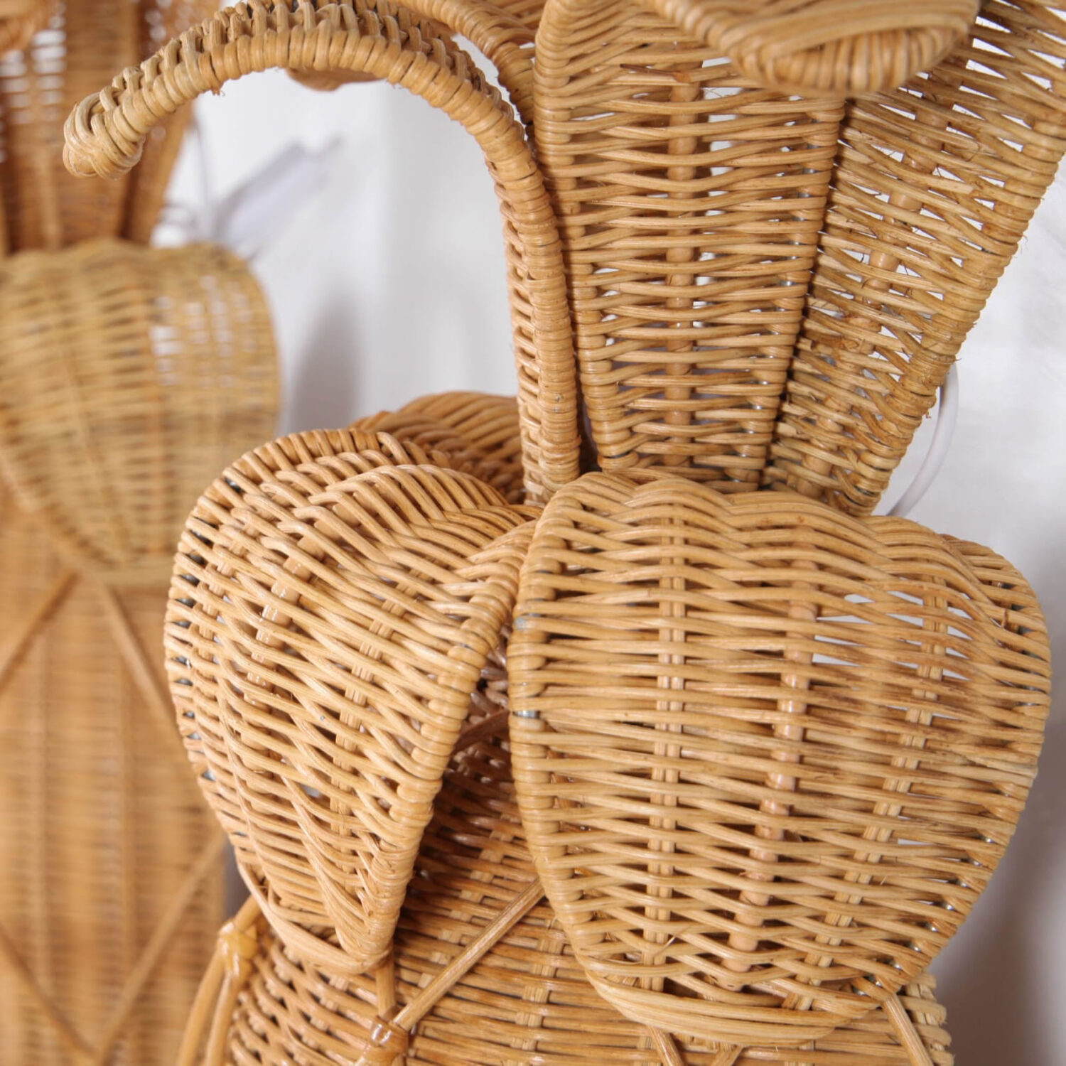 Pair of "pineapple" wall lights in rattan