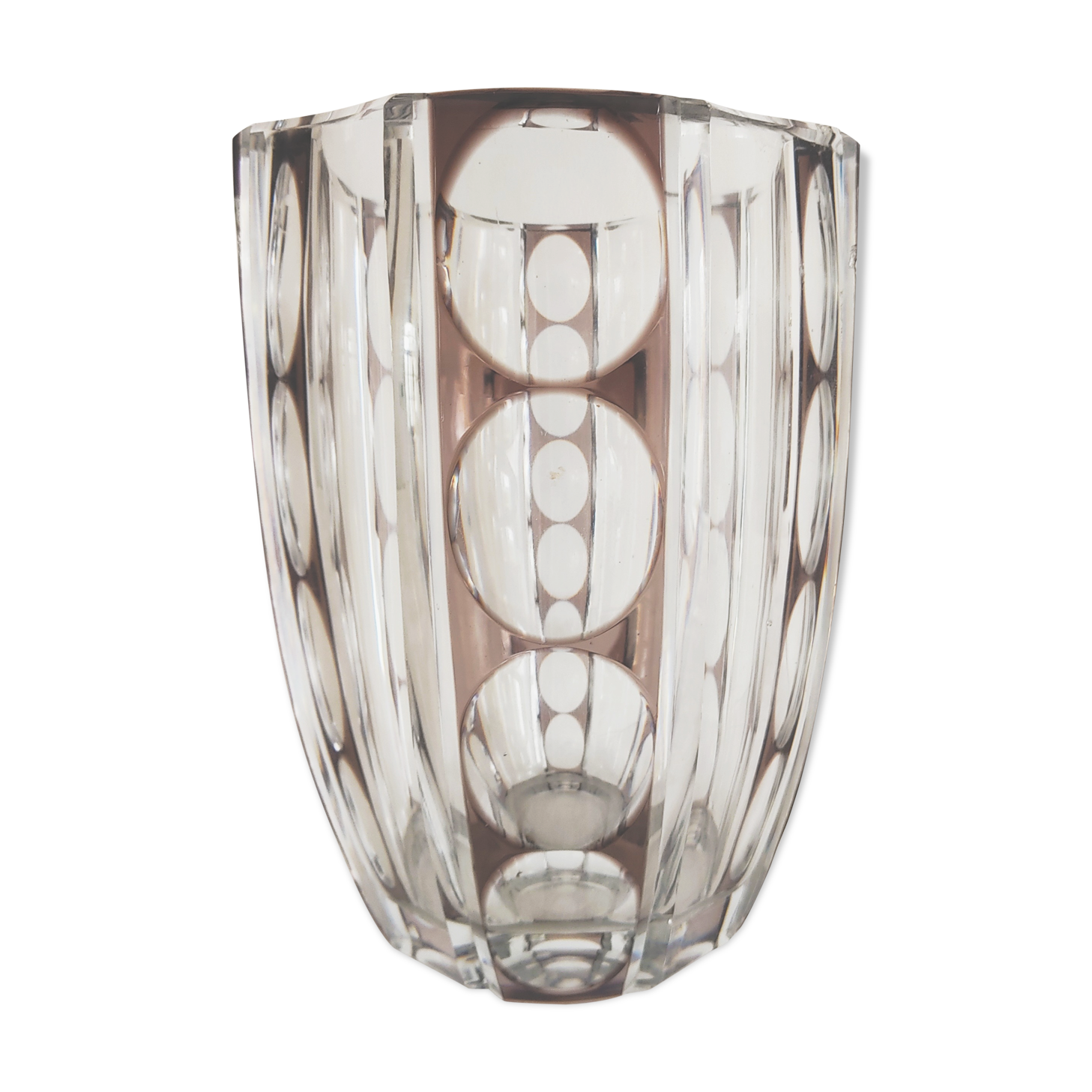 Large crystal vase cut in Val Saint Lambert lozenges