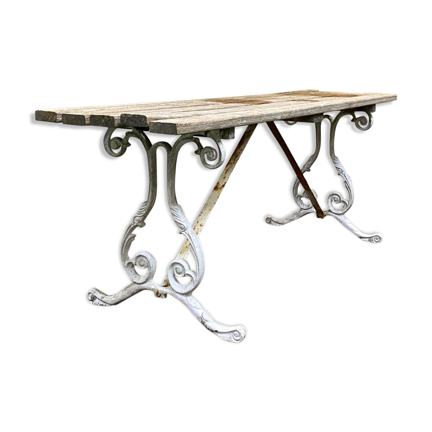 Banc de jardin anglais avec piétement en fonte d'alu