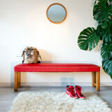 50s bench, wood and vinyl