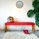 50s bench, wood and vinyl
