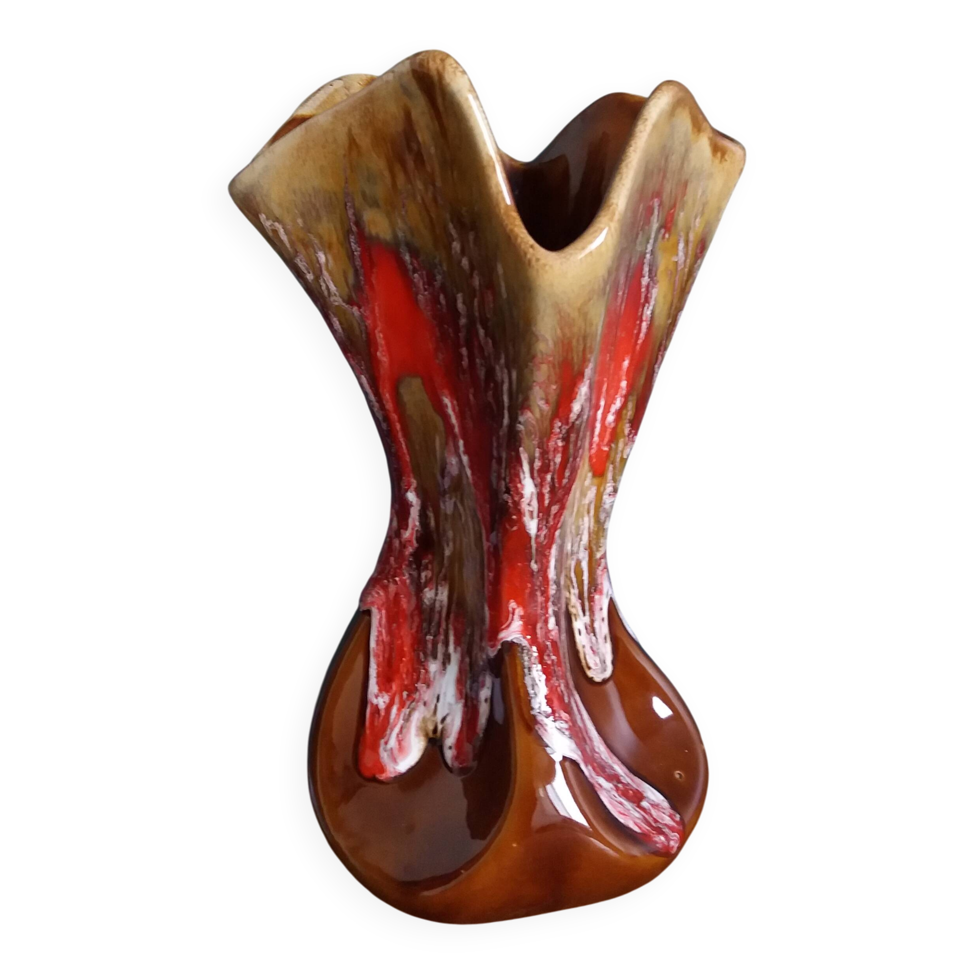 Vallauris vase in flamed ceramic, free-form model 330.