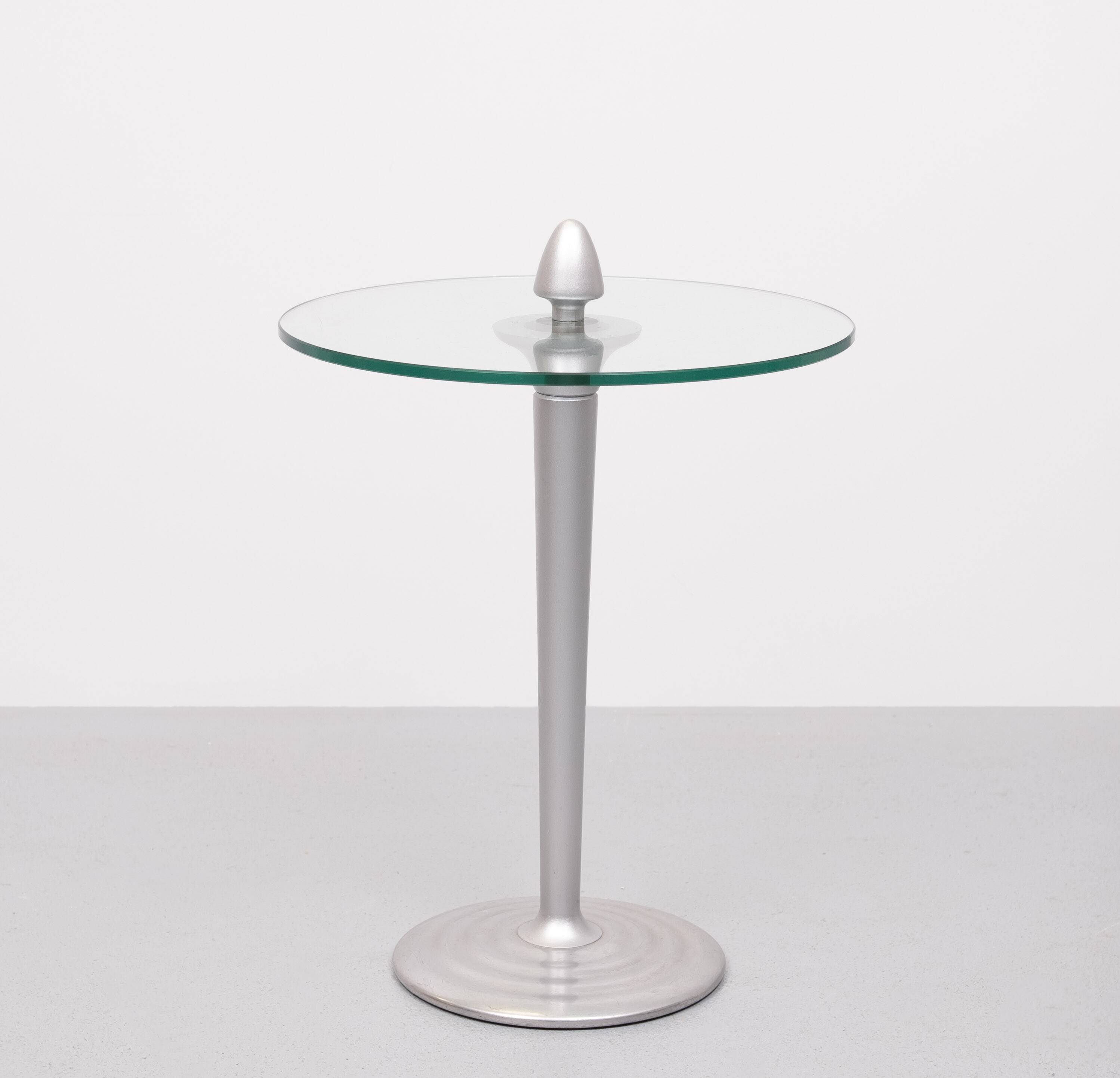 Post Modern Round Glass side table 1980s