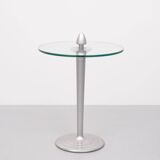 Post Modern Round Glass side table 1980s