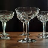 Val st lambert, 6 crystal cups, nestor almond cut.