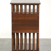 Large antique English oak book carousel from the 19th century