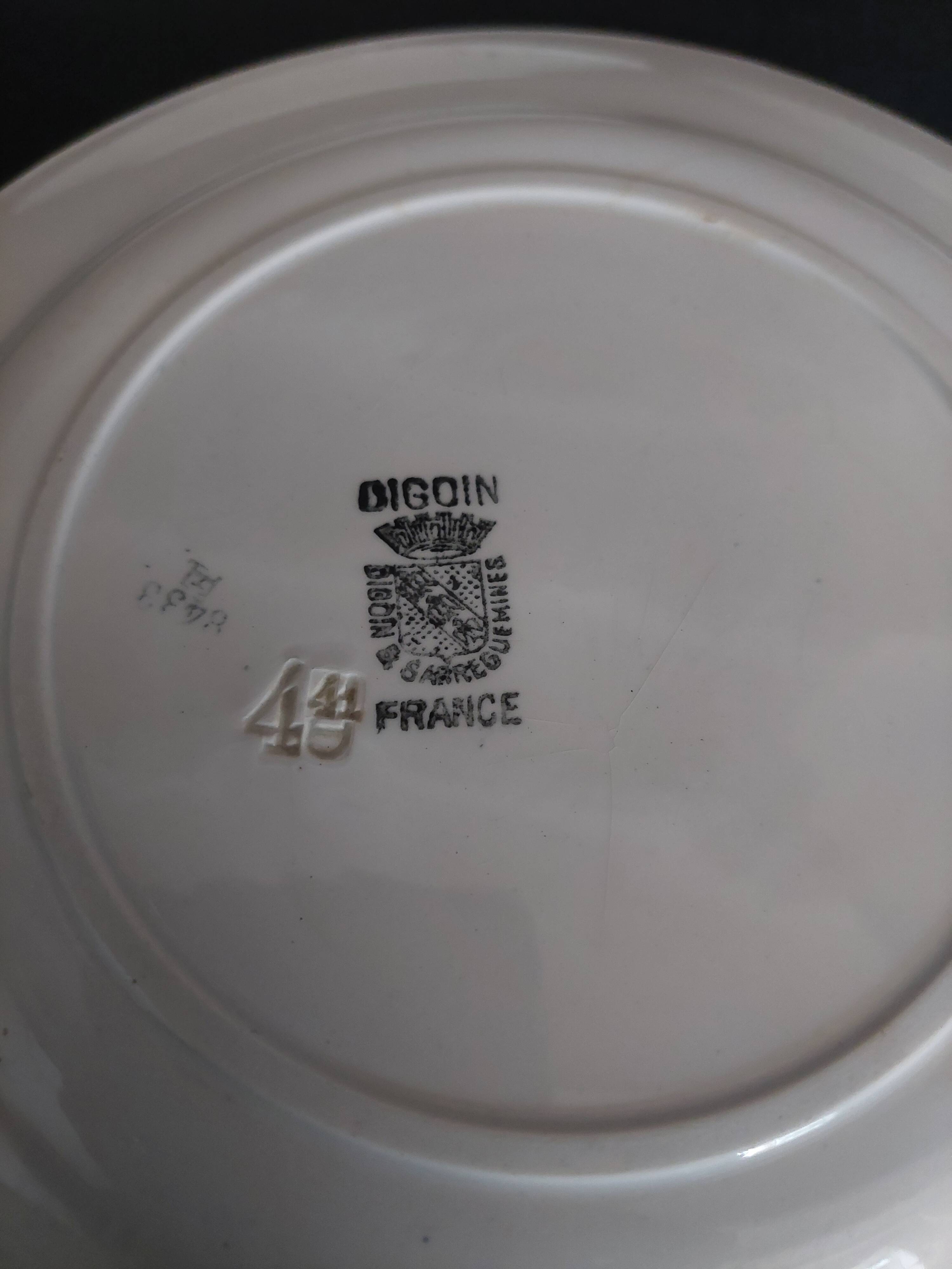 Flat plates in Digoin & Sarreguemines ironstone earthenware