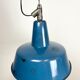Industrial blue enamel factory lamp with cast iron top, 1960s