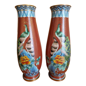 Paire de vases en cloisonné