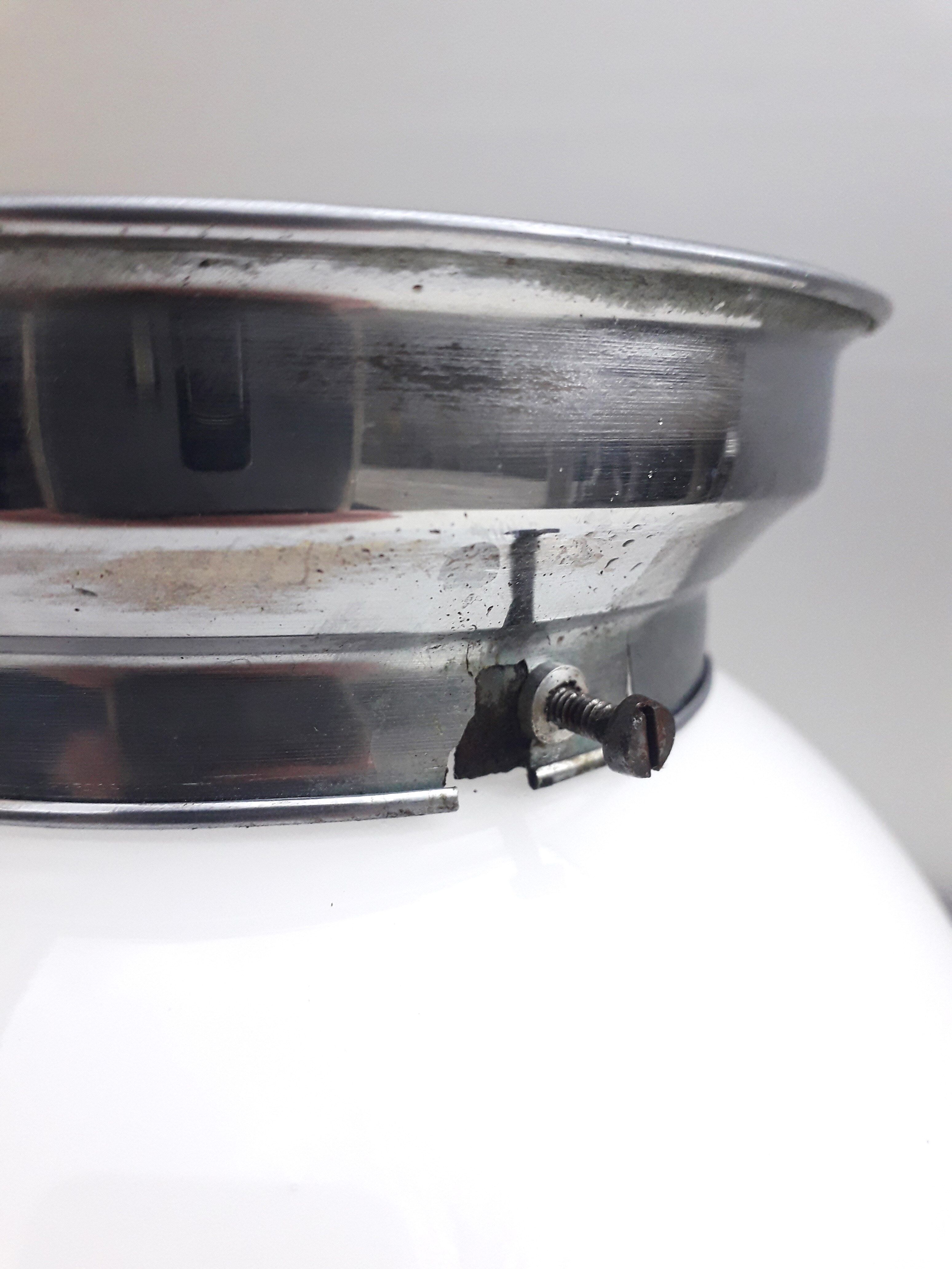 Former bistro ceiling lamp - Half-spherical globe in white opaline - 1950