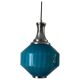 Blue glass ceiling light with a chrome frame, 1960s, Germany.