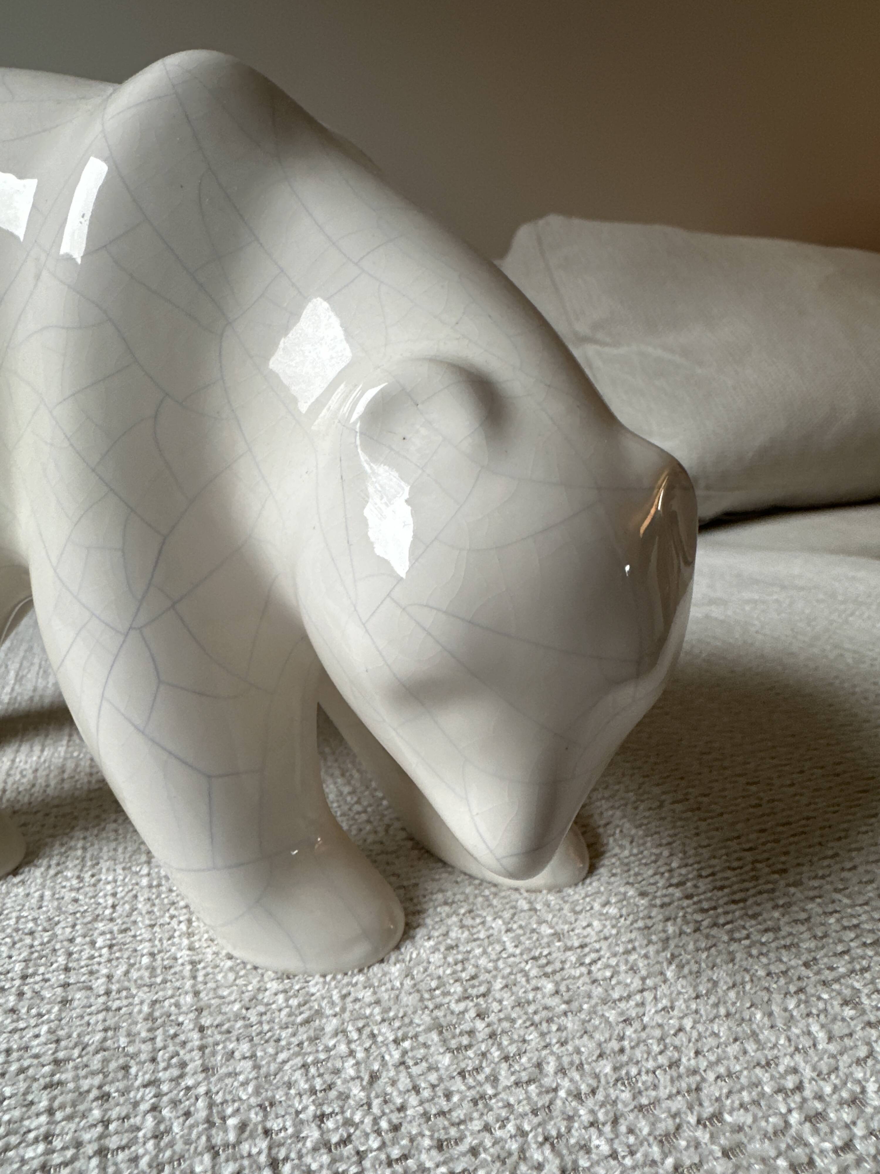 Ours en céramique craquelée de style Art déco