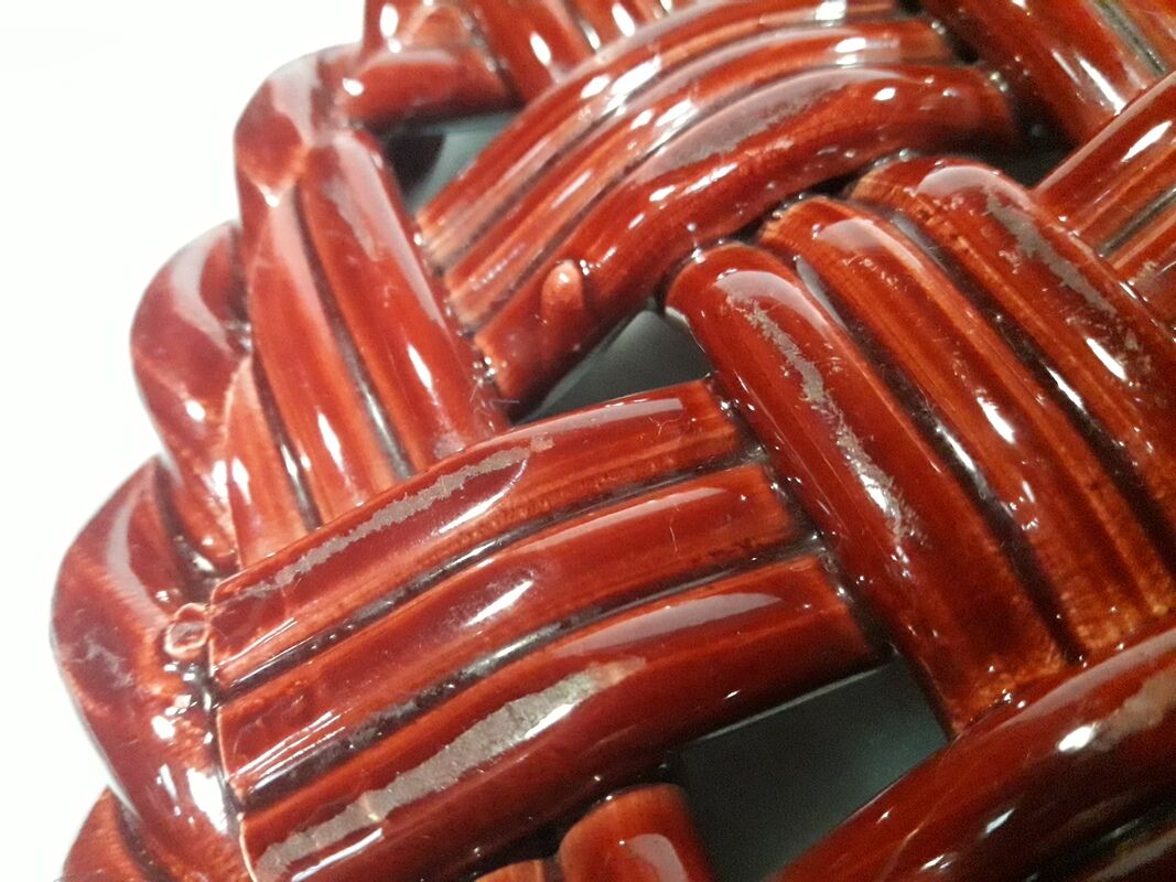 Trifle and 2 bottle coasters, woven ceramic