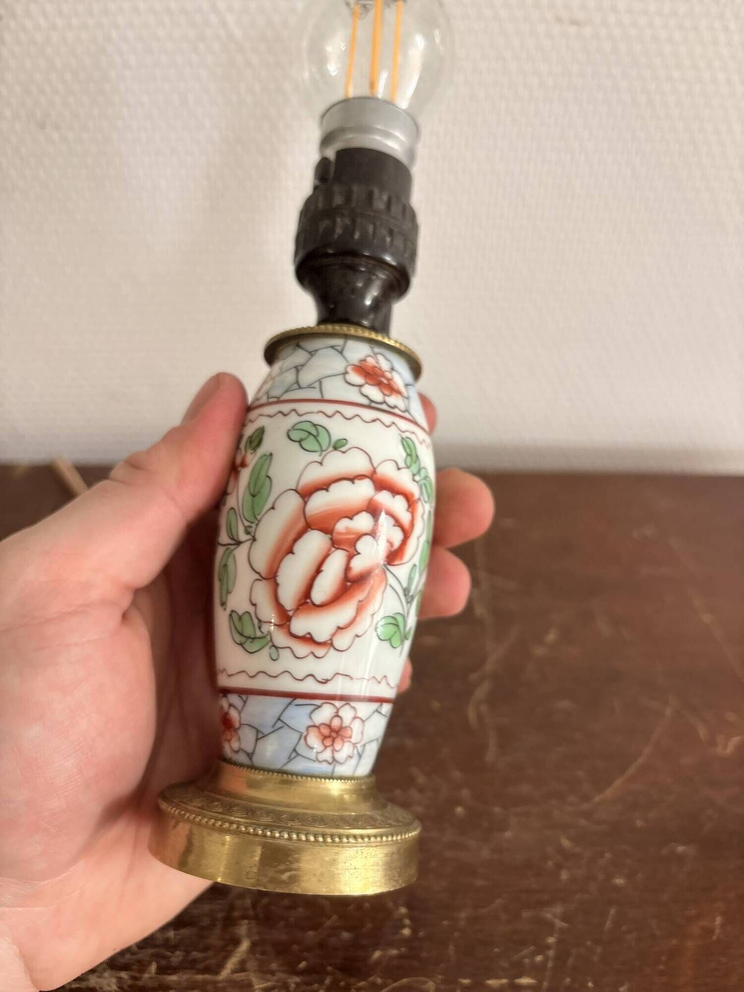 Asian Porcelain Table Lamp with Gilded Brass from China, Japan, Satsuma, Kutani