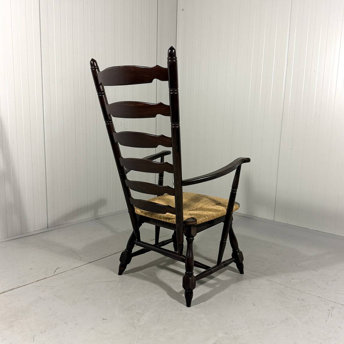 Rustic brutalist high ladder back arm chair 1960’s
