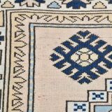 6x8 Vintage Rug İn Blue Tones, Turkish Wool Pattern Rug, 225x178 Cm