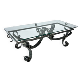 Table basse brutaliste en acier sculpté français, années 1960