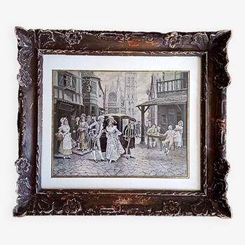 Saint-Etienne silk - 32 x 25 cm - framed