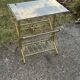 Mid-century modern brass and smoked glass side table with integrated magazine holder, 1970s