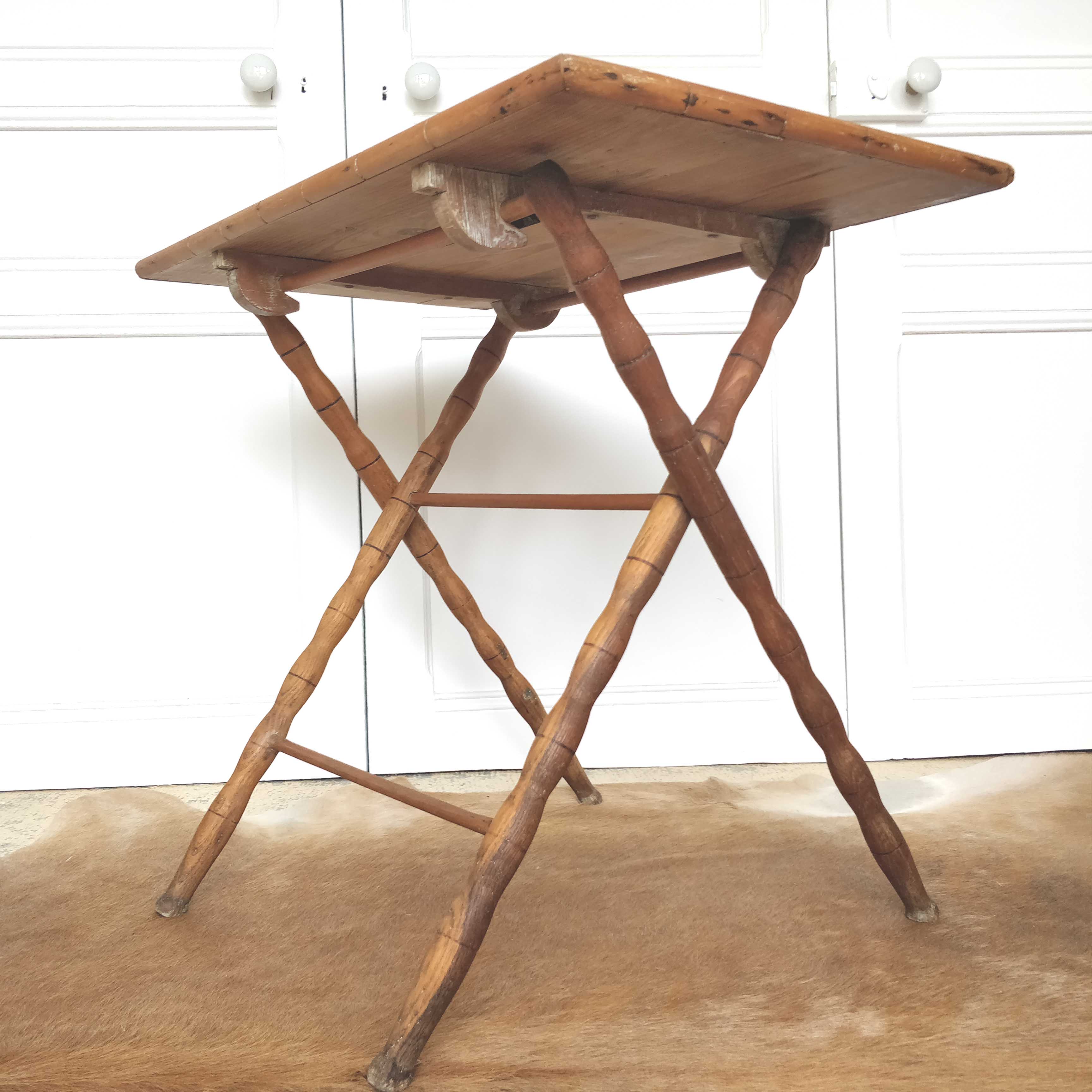 Napoleon III folding table in bamboo wood