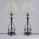 Arts & Crafts pair antique wrought iron table lamps 1920's English, rewired