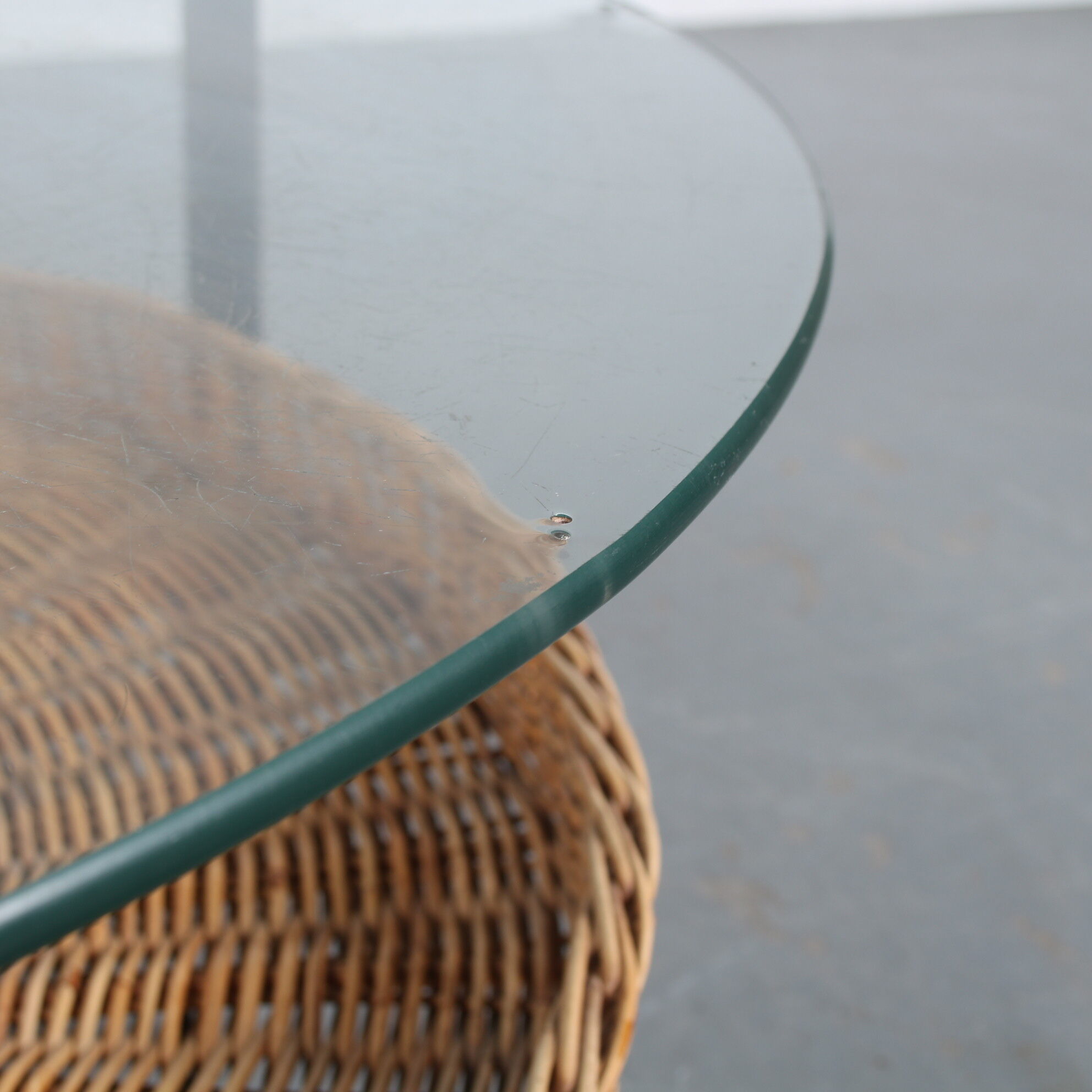 1960s Round coffee table with wicker from the Netherlands