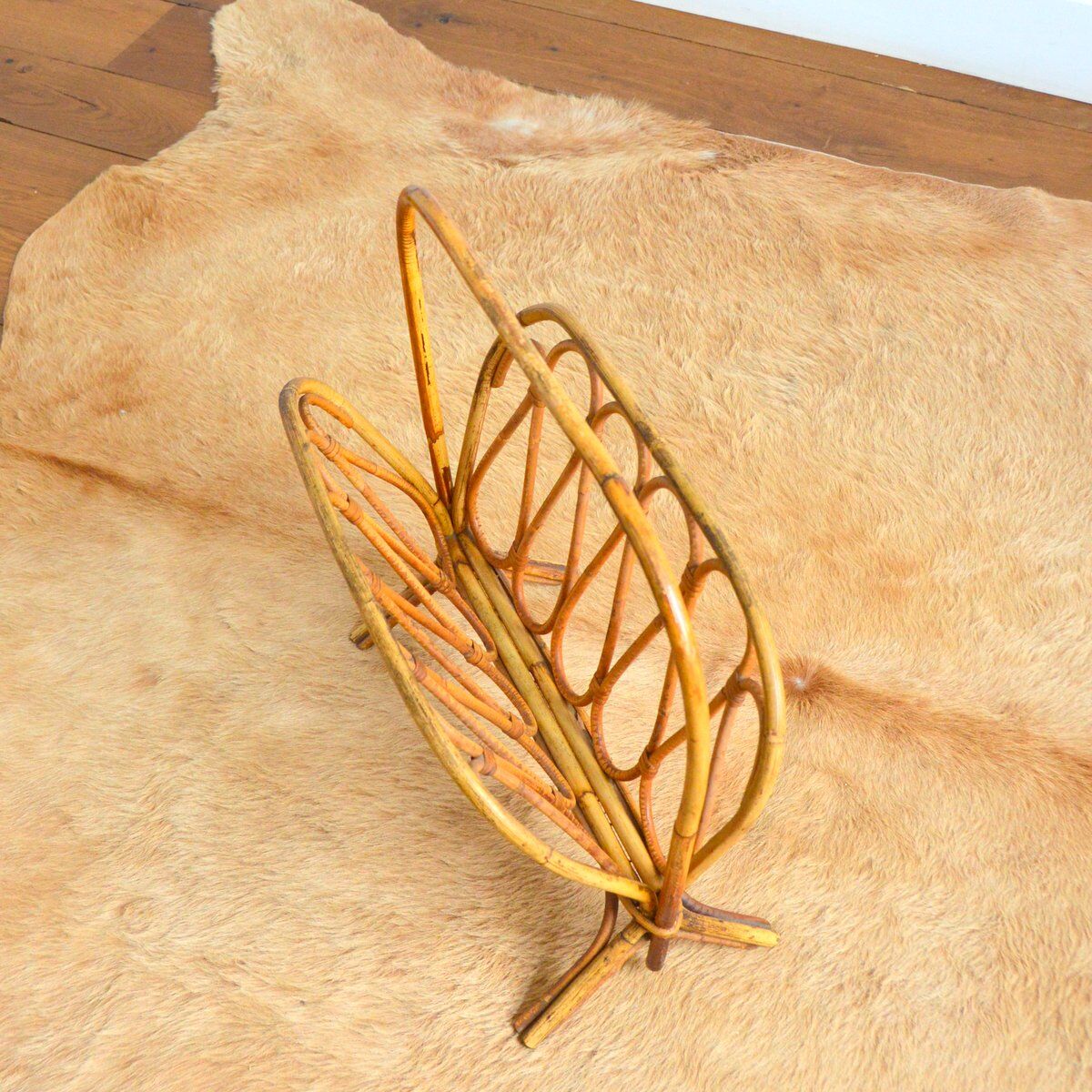 Rattan magazine holder 1950s