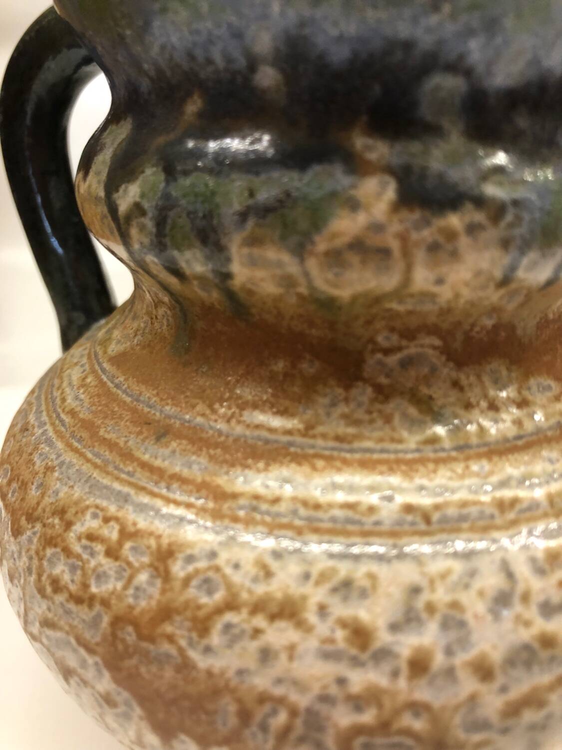 Belgian flamed salt-glazed stoneware pitcher by Pitot