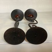 Pair of spiral candlesticks and beads