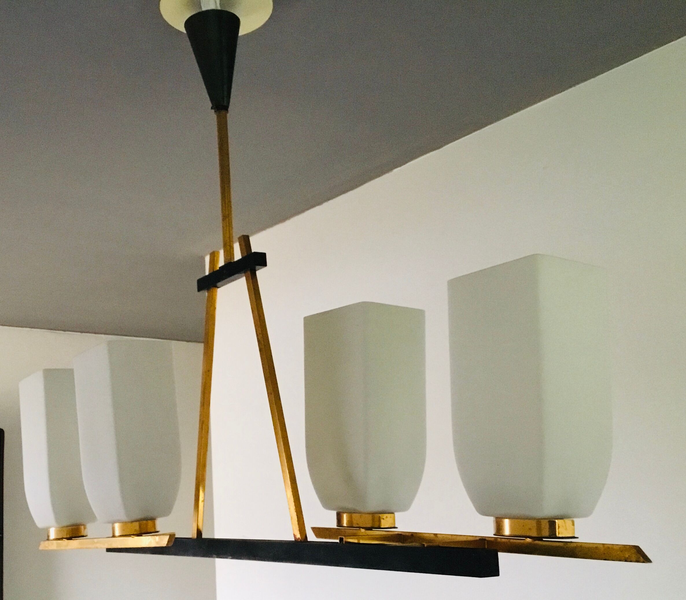 Lustre 4 black and gold metal Arlus fires - 1950