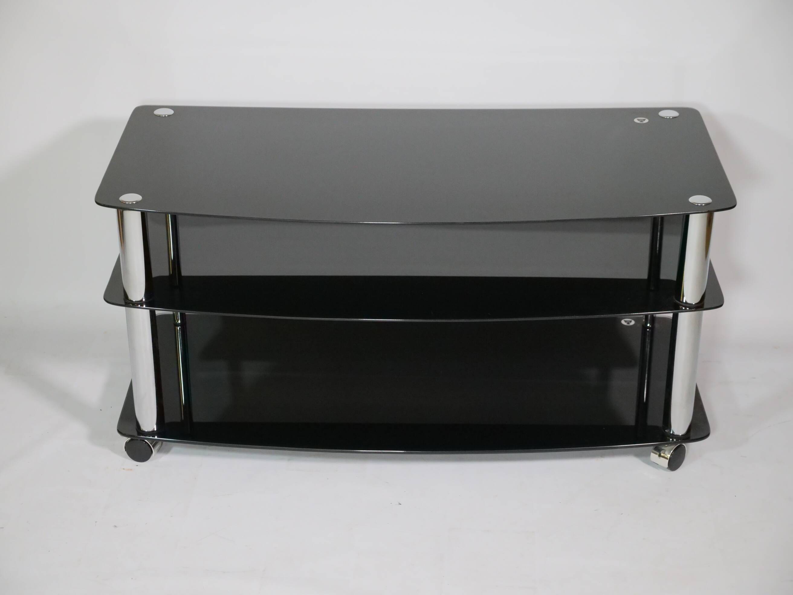 True vintage roll phono chest of drawers sideboard glass shelf 80s