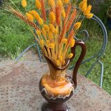 Carafe with handle, jug, vase in Vallauris style enamelled ceramic