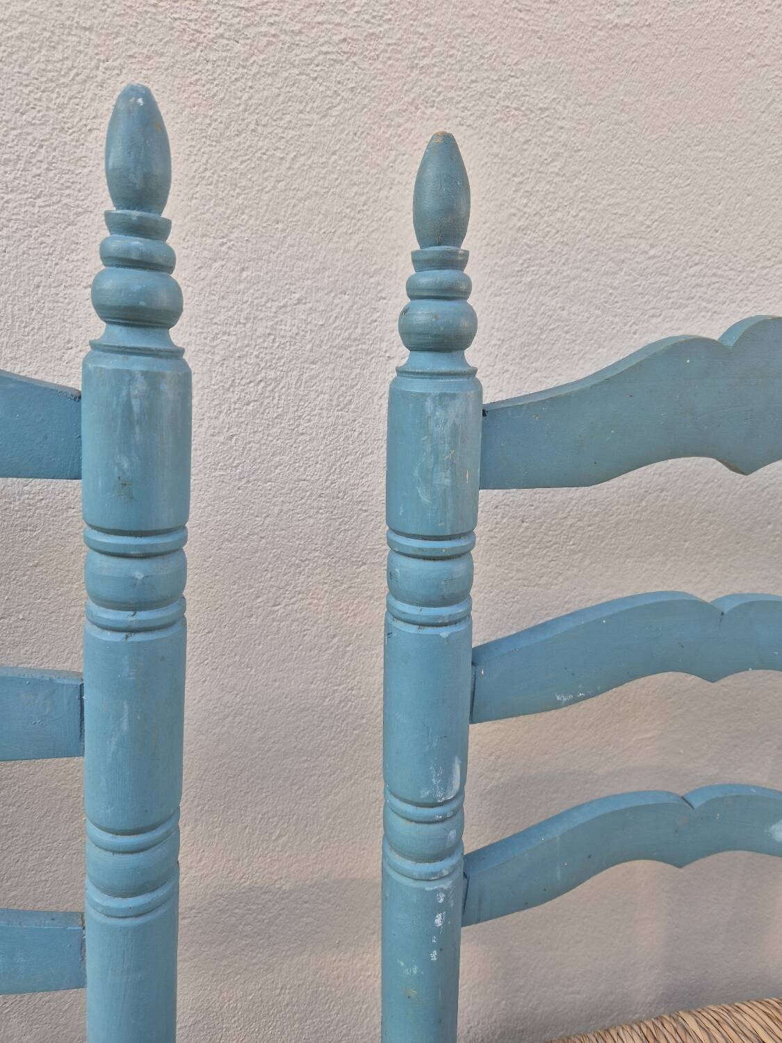 Set of 4 Provencal style straw chairs, old country house