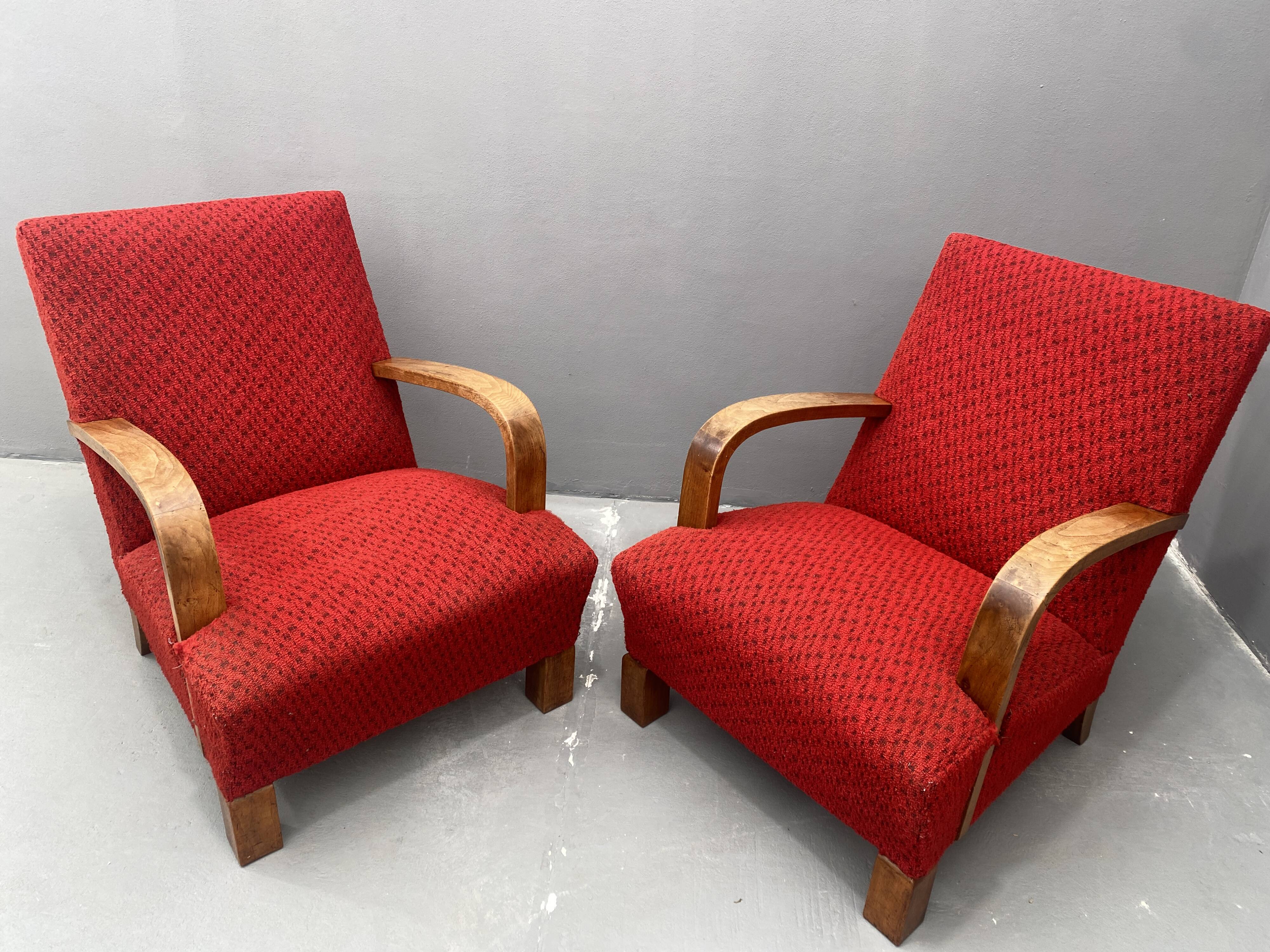 Paire de fauteuils ART DÉCO en bois courbé, années 1930