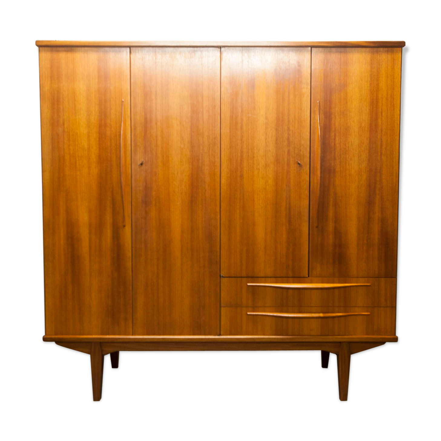 Scandinavian teak cabinet 4 doors 2+1 drawers wardrobe 1960